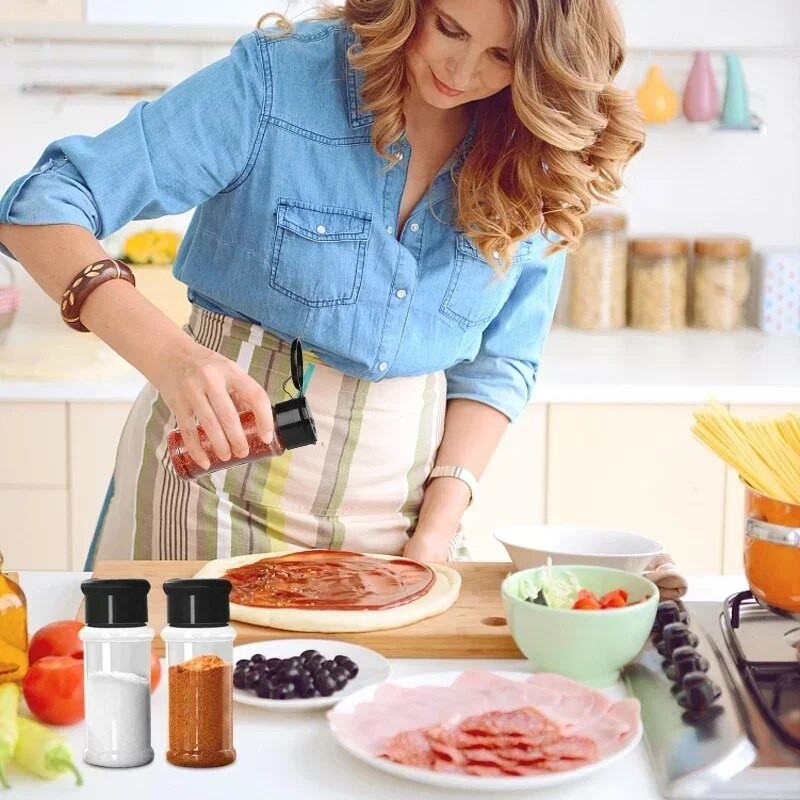 Διαφανές μπουκάλι καρυκεύματα μπαχαρικών Κουζίνα αλάτι πιπέρι Πλαστικό δοχείο μπάρμπεκιου Gadgets Catering Spice μπουκάλι κουζίνας