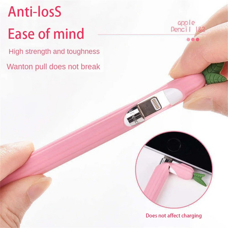 Stylus Cover Silikoninis rašiklio dėklas, skirtas Apple Pencil 1 2 Spalvas atitinkantis Stylus apsauginis dėklas, neslystantis, neslystantis, skirtas iPad rašikliui 2 1