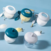 Virtuvinės druskos plaktuvo prieskonių indelis su šaukštu pipirų prieskonių dėžute Drėgmei atsparus prieskonių įrankis Druskos plaktuvas