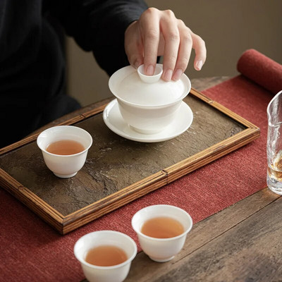 Mini 60 ml Gaiwan teához Szilárd fehér porcelán tureen fedővel Teásedény Utazói Kung Fu teáskészlet Kínai csésze teástálak Kis Chawan