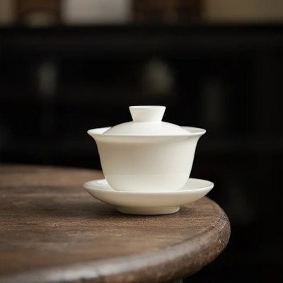 Mini 60 ml Gaiwan arbatai Tvirtas baltas porcelianinis turenas su dangteliu Arbatos indas Kelioninis Kung Fu arbatos rinkinys Kiniškas puodelis arbatos dubenėliai maži chawan