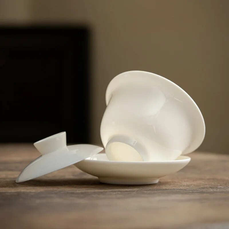 Mini 60 ml Gaiwan arbatai Tvirtas baltas porcelianinis turenas su dangteliu Arbatos indas Kelioninis Kung Fu arbatos rinkinys Kiniškas puodelis arbatos dubenėliai maži chawan