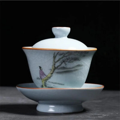 180 ml Vintage krosnies arbatos dubenėlis su lėkštės dangteliu Keraminis Gaiwan Master porcelianinis arbatos tureen gėrimų indas Arbatinis arbatinukas