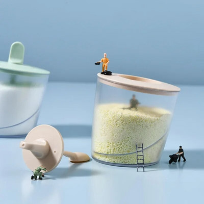 Accesorii transparente de bucătărie Borcan de condimente din ABS pentru sare, zahăr, piper, pudră cu lingură, sticla de condimente ABS, cutie de depozitare pentru sare