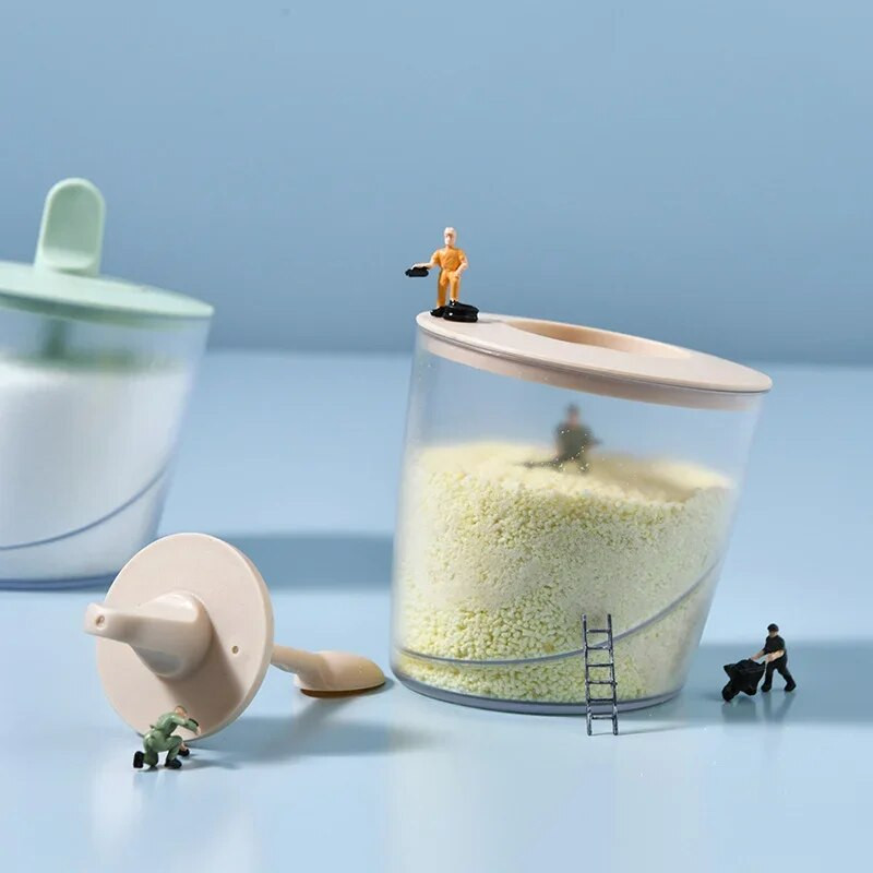Accesorii transparente de bucătărie Borcan de condimente din ABS pentru sare, zahăr, piper, pudră cu lingură, sticla de condimente ABS, cutie de depozitare pentru sare