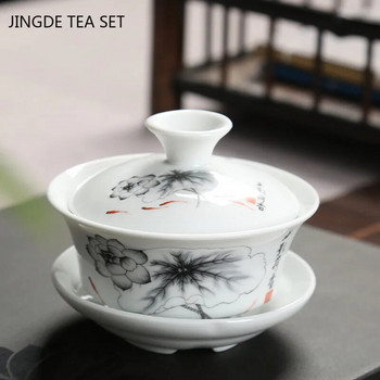 Ретро керамична чаша за чай Gaiwan, персонализирана ръчно изработена супница, китайска преносима купа за чай, лична чаша за чай, домакински сервиз за чай, аксесоари