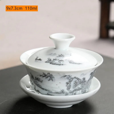 Retro keramikinis Gaiwan arbatos puodelis Individualus rankų darbo tureen kiniškas nešiojamas arbatos dubuo asmeninis arbatos puodelis Buitinis arbatos rinkinio priedai