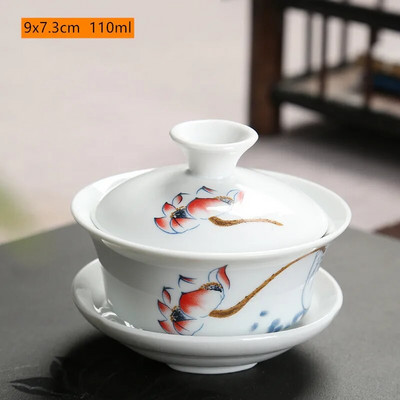 Retro keramikinis Gaiwan arbatos puodelis Individualus rankų darbo tureen kiniškas nešiojamas arbatos dubuo asmeninis arbatos puodelis Buitinis arbatos rinkinio priedai