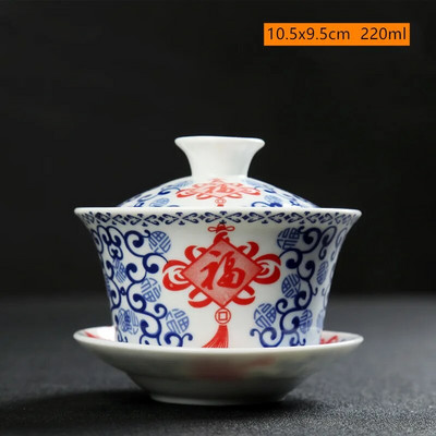 Retro keramikinis Gaiwan arbatos puodelis Individualus rankų darbo tureen kiniškas nešiojamas arbatos dubuo asmeninis arbatos puodelis Buitinis arbatos rinkinio priedai