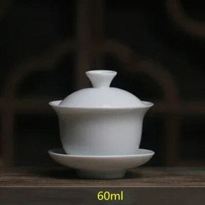 Mini 60 ml Gaiwan arbatai Tvirtas baltas porcelianinis turenas su dangteliu Arbatos indas Kelioninis Kung Fu arbatos rinkinys Kiniškas puodelis arbatos dubenėliai maži chawan