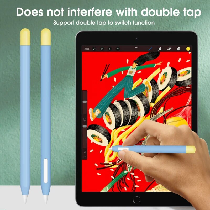 Stylus Cover silikoninis rašiklio dėklas, skirtas Apple Pencil 2 spalvai atitinkantis Stylus apsauginis dėklo dangtelis, apsaugantis nuo kritimo, skirtas iPencil odos dangčiui