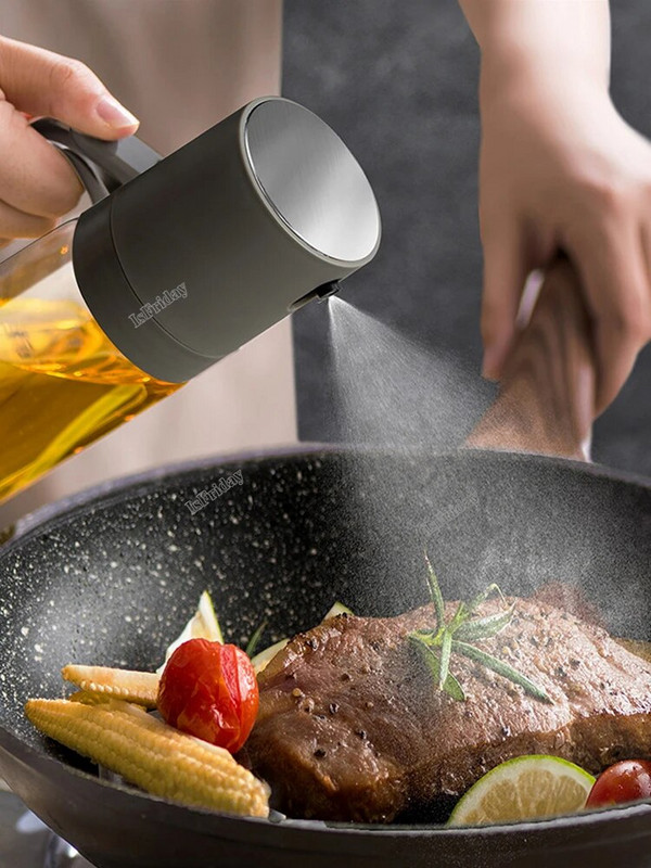 Aliejaus purškiamas buteliukas 250 ml didelio borosilikatinio stiklo kepimo aliejaus dozatoriai Alyvuogių aliejaus purškimo pistoletas, skirtas orkaitėje salotoms kepti