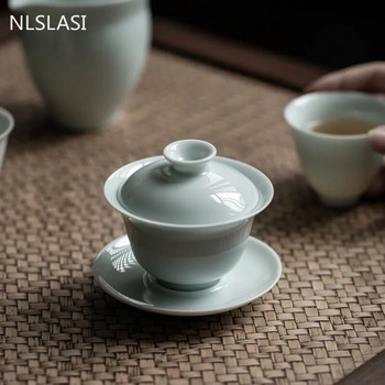 Classic Ceramics Tea Tureen Travel Portable Teaware Home Solid Color with Cover Handmade Tea Ceremony Supplies Gaiwan