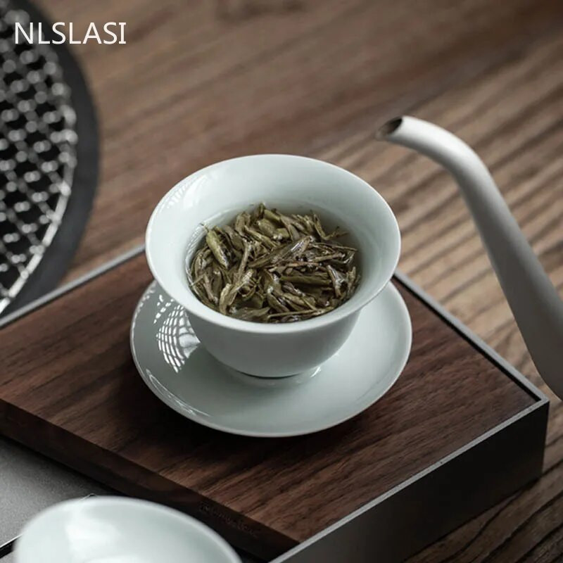 Klasikinės keramikos arbatos tureen kelionės nešiojami arbatos indai Namų vienspalviai su arbatos puodelio dangteliu Rankų darbo arbatos ceremonijos reikmenys Gaiwan