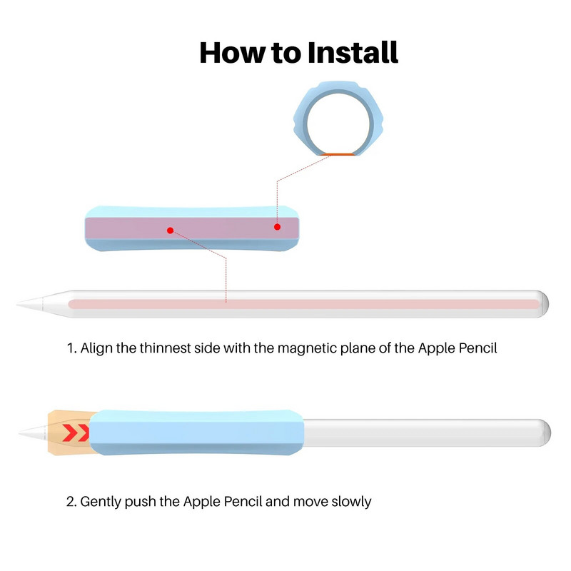 Rašiklio rankenos neslystantis apsauginis dangtelis, tinkamas Huawei M-Pencil Apple Pencil 1/2 kartos dėklui, silikono rankenos apsauginis dangtelis