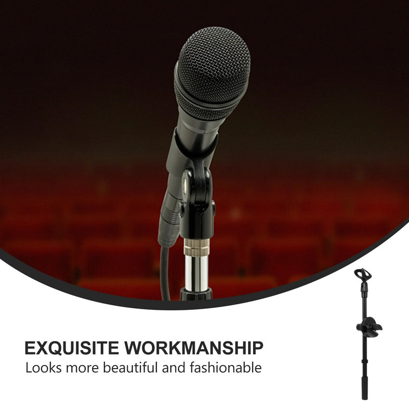 Mikrofono stovo svirtis, dviguba spaustukas, pakreipiama besisukanti strėlė darbalaukis, reguliuojamas metalinis 360 laipsnių pedalas, skirtas