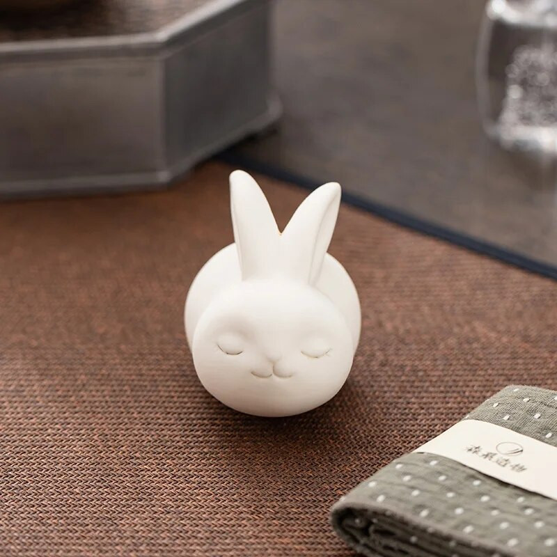 Mielas triušis Mažas arbatos gyvūnėlis Keramika Puikaus darbo rankų darbo arbata figūrėlė Arbatos priedas Arbata Naminis gyvūnas