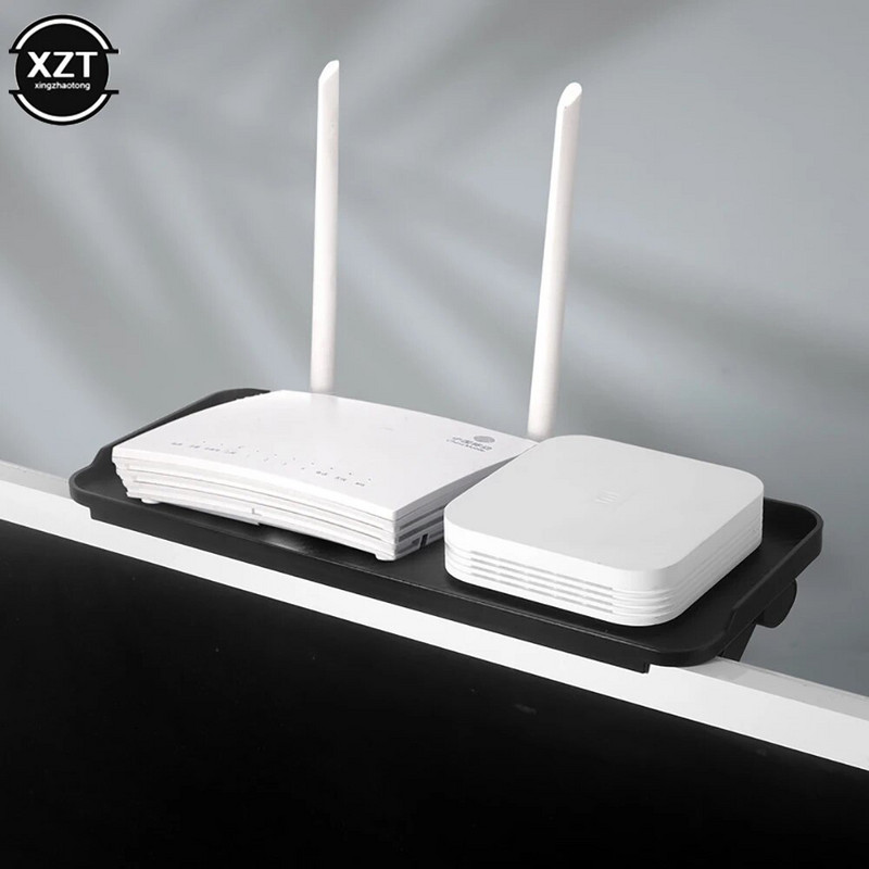 Ρυθμιζόμενη οθόνη τηλεόρασης επάνω ράφι Οθόνη υπολογιστή Επιτραπέζια οθόνη επάνω ράφι αποθήκευσης TV Media Box Router Rack Rack Home Organizer