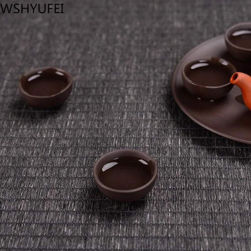 1 vnt. Yixing purpurinio molio arbata augintinio papuošalas Mini arbatos puodelis ant pirštų arbatos ceremonija Priedai Boutique Rankų darbo amatai