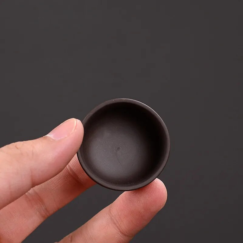 1 vnt. Yixing purpurinio molio arbata augintinio papuošalas Mini arbatos puodelis ant pirštų arbatos ceremonija Priedai Boutique Rankų darbo amatai