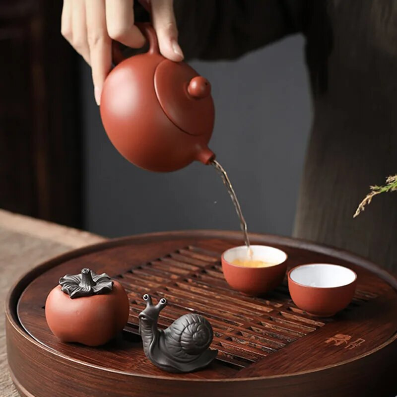 Kinų kūrybiškumas Violetinė molio arbata Naminis gyvūnėlis Sėkmės Persimonas Modelis Ornamentas Rankų darbo arbatos stalo dekoravimas Priedai Amatai