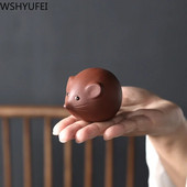 1 vnt Violetinė molio arbata augintinė Graži maža pelytė statula Boutique Arbatos figūrėlės ornamentas Oolong arbatos priedai Namų arbatos dekoravimas