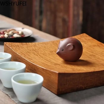 1 PCS Лилава глина Чай Pet Прекрасна малка статуя на мишка Бутикова чайна фигурка Орнамент Oolong Аксесоари за чай Украса за домашен чай