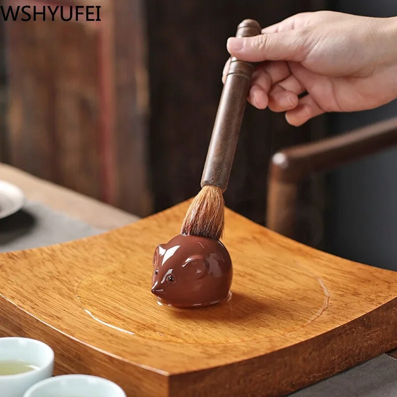 1 vnt Violetinė molio arbata augintinė Graži maža pelytė statula Boutique Arbatos figūrėlės ornamentas Oolong arbatos priedai Namų arbatos dekoravimas