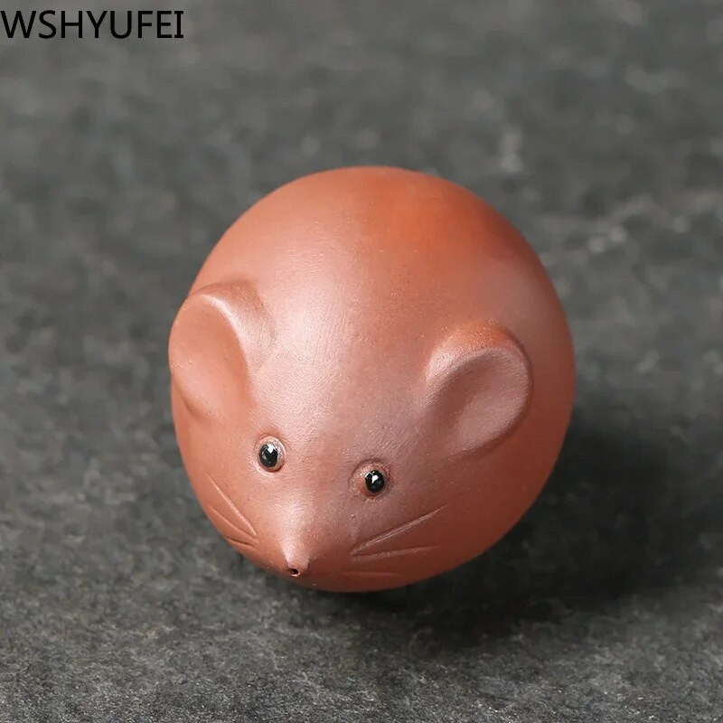 1 vnt Violetinė molio arbata augintinė Graži maža pelytė statula Boutique Arbatos figūrėlės ornamentas Oolong arbatos priedai Namų arbatos dekoravimas