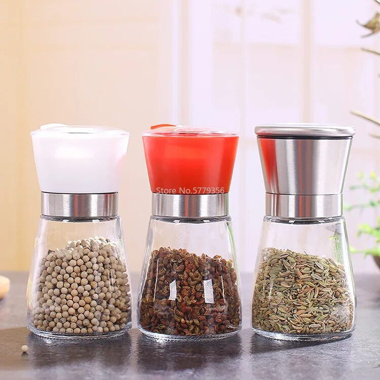 Naujo stiliaus juodųjų pipirų malūnėlis rankinis malimo butelis Universalus prieskonių butelis stiklo keramikos šerdies pipirų malūnėlis