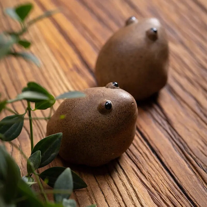 5 cm Lucky Frog Tea Pet Zen arbatos rinkinys Stambios keramikos porcelianas Rankų darbo kinų gyvūnas mielas modernaus stiliaus namų dekoras