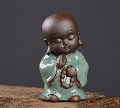 Kūrybiškumas Purpurinė molio arbata Naminių gyvūnėlių papuošalai Maža vienuolio statula Rankų darbo arbata Figūrėlė Boutique Arbatos rinkinys Dekoracijos Priedai Amatai