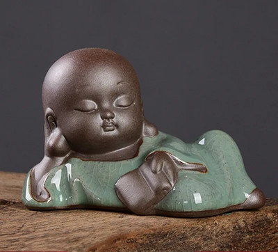 Kūrybiškumas Purpurinė molio arbata Naminių gyvūnėlių papuošalai Maža vienuolio statula Rankų darbo arbata Figūrėlė Boutique Arbatos rinkinys Dekoracijos Priedai Amatai