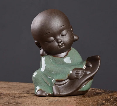 Kūrybiškumas Purpurinė molio arbata Naminių gyvūnėlių papuošalai Maža vienuolio statula Rankų darbo arbata Figūrėlė Boutique Arbatos rinkinys Dekoracijos Priedai Amatai