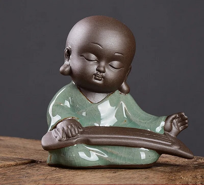 Kūrybiškumas Purpurinė molio arbata Naminių gyvūnėlių papuošalai Maža vienuolio statula Rankų darbo arbata Figūrėlė Boutique Arbatos rinkinys Dekoracijos Priedai Amatai