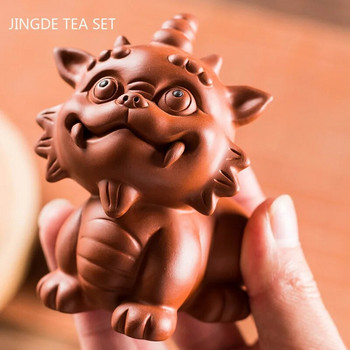 Χειροποίητο Μωβ Πήλινο Τσάι Pet Lucky Fortune Ζώο Άγαλμα Τσάι Φιγούρα Διακοσμητικά Σετ τσαγιού σπιτιού Διακόσμηση Αξεσουάρ Χειροτεχνίες