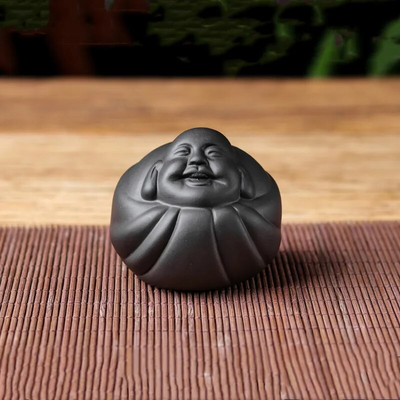 1 vnt. rankų darbo purpurinės molinės arbatos papuošalai naminiams gyvūnėliams Laimingo Budos statulėlė Boutique Arbatos dekoravimo priedai Staliniai amatai