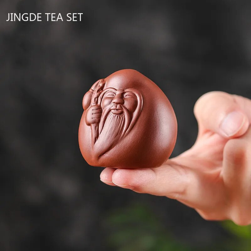 1 vnt. rankų darbo purpurinės molinės arbatos papuošalai naminiams gyvūnėliams Laimingo Budos statulėlė Boutique Arbatos dekoravimo priedai Staliniai amatai