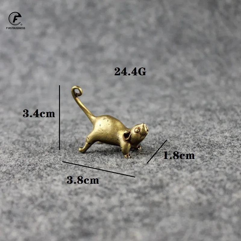 Senovinis žalvarinis žiurkė gyvatė tigras drakonas triušis pelė Ornamentas varinis gyvūnas miniatiūrinis figūrėlė Namų dekoras Amatai darbalaukio apdaila