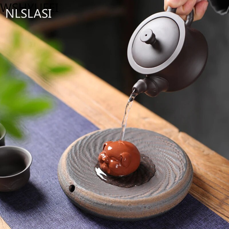 1 vnt Purpurinis molis Mielas kiaulės figūrėlės ornamentas Maži arbatos augintiniai Boutique Arbatos stalo dekoravimo priedai Rankų darbo arbatos rinkinys Amatai