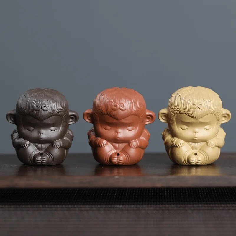 1 vnt Purpurinio molio Miela beždžionės figūrėlės puošmena Maži arbatos augintiniai Boutique Arbatos stalo dekoravimas arbatos rinkinys Amatai