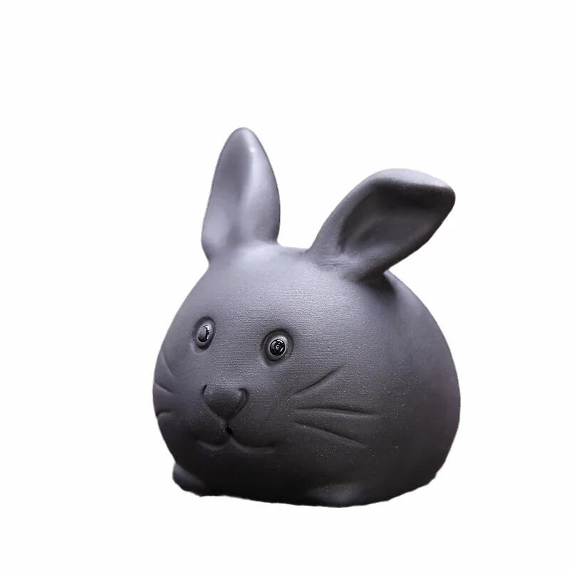 Kūrybinga purpurinio molio arbata ant pirštų galiukų Naminiai gyvūnai Mieli triušio statulos papuošalai Rankų darbo skulptūros amatai Namų arbatos rinkinys Dekoravimo menas