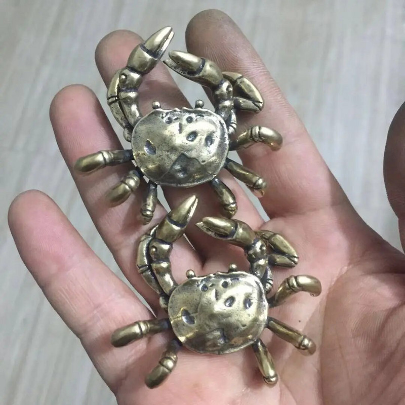 Čvrsti mjedeni rakovi Mali kipovi Ukrasi Ručno izrađene antikne minijaturne figurice životinja Bakreni ukrasi za uredski stol Uređenje doma
