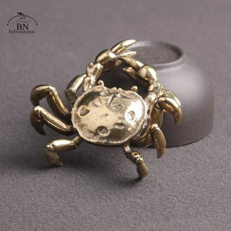 Čvrsti mjedeni rakovi Mali kipovi Ukrasi Ručno izrađene antikne minijaturne figurice životinja Bakreni ukrasi za uredski stol Uređenje doma