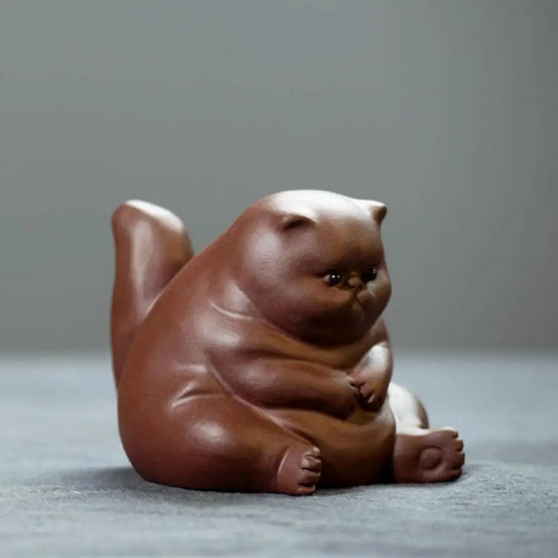 Touch Figure Puikus apdirbimas Keraminės arbatos naminių gyvūnėlių figūrėlės Žavingos katės, skirtos arbatos stalui, rašomasis stalas, arbatos kambario apdaila, sklandžiai