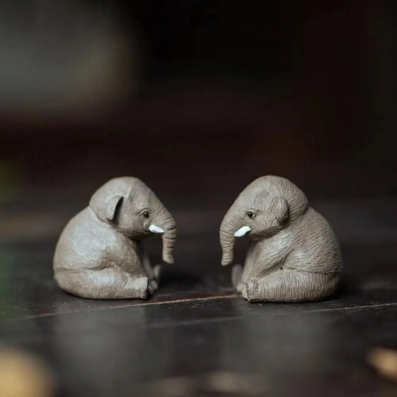 Violetinė molio arbata augintinė Miela arbata augintinė žavinga rankų darbo purpurinė molinė dramblio arbata augintinio figūrėlė Kung Fu arbatai namų biuro stalui