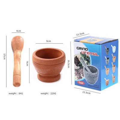 Dervos skiedinio grūstuvės rinkinys Česnakų Prieskonių Maišymas Šlifavimo Smulkintuvas Dubuo Restoranas Virtuvės Įrankiai