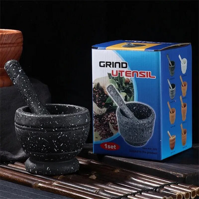 Dervos skiedinio grūstuvės rinkinys Česnakų Prieskonių Maišymas Šlifavimo Smulkintuvas Dubuo Restoranas Virtuvės Įrankiai