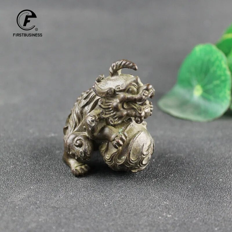 Tiszta réz Pixiu Dísz Lucky Feng Shui Dekorációk Kézművesség Bronz Állat Miniatűr figura Otthoni irodai dekorációs kiegészítők