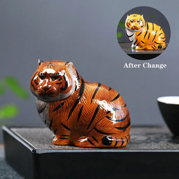 Kungfu Tea Pet Променящ цвета китайски Година на тигъра Tea Pet Ръчно изработени орнаменти Поднос за чай Аксесоари за домашни любимци за любителите на чай